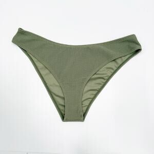 Roxy Bikini Bottom Size XL Olive Green NEW Textured High Leg Recycled Swim NWOT
